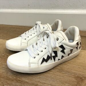 Zadig & Voltaire Flash Sneakers White Leather Lightning Bolt 37